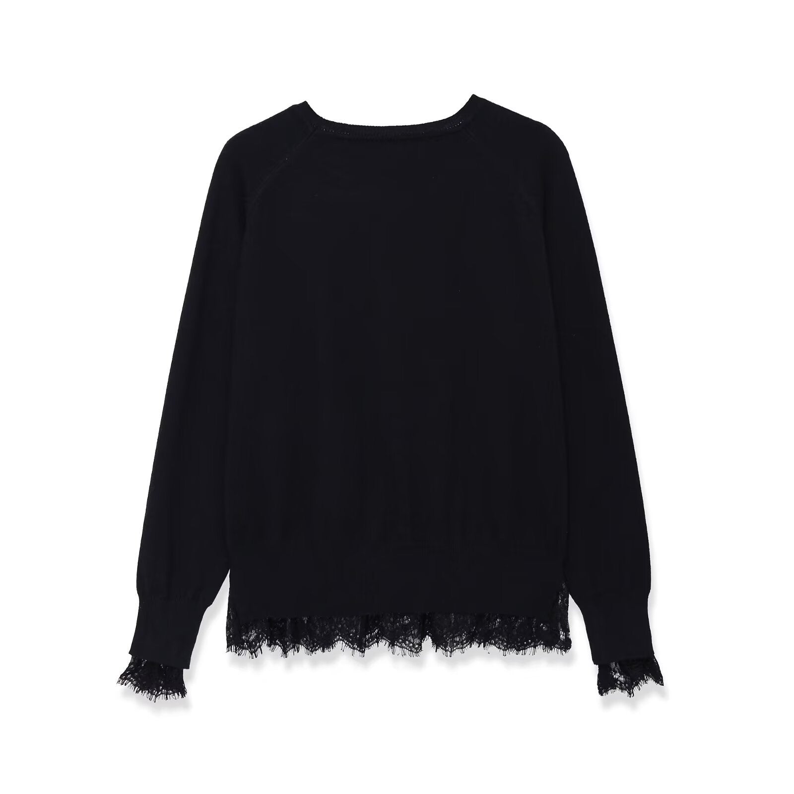 Women's sweatshirt with lace trim and round neck Chichicherry