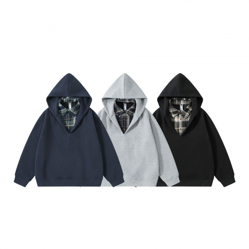 Unisex Oversize Hoodie with integrated shirt collar in layering look Chichicherry