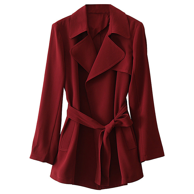 Women's Elegant Trench Coat with Waist Belt and Practical Pockets Chichicherry