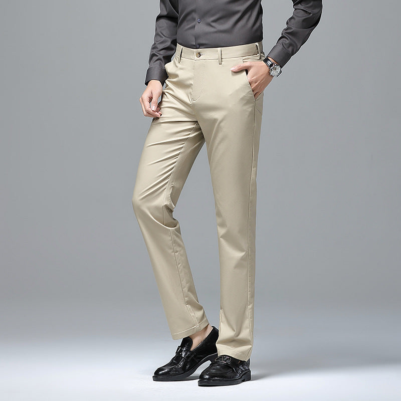 Men's Elegant Slim-Fit Chino Pants with Crease and Stretch Comfort Chichicherry