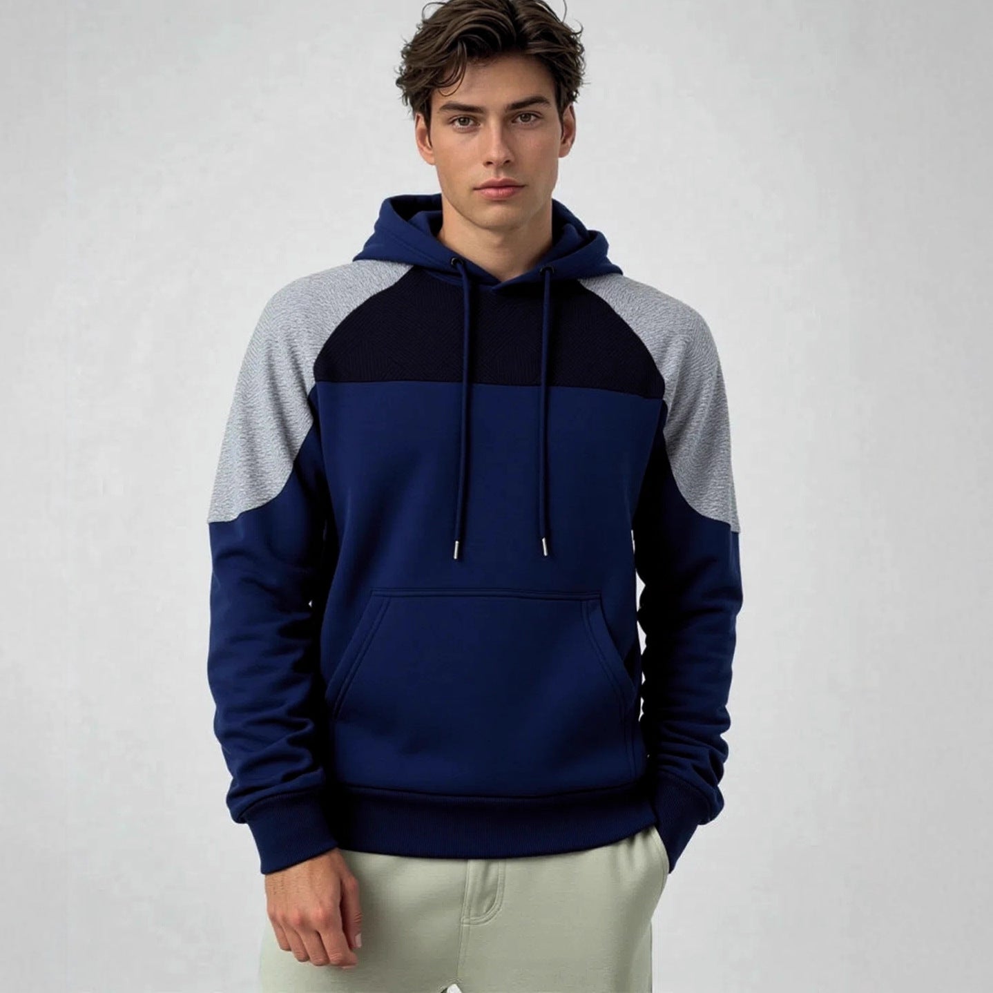 Men's hoodie with textured inserts and kangaroo pocket Chichicherry