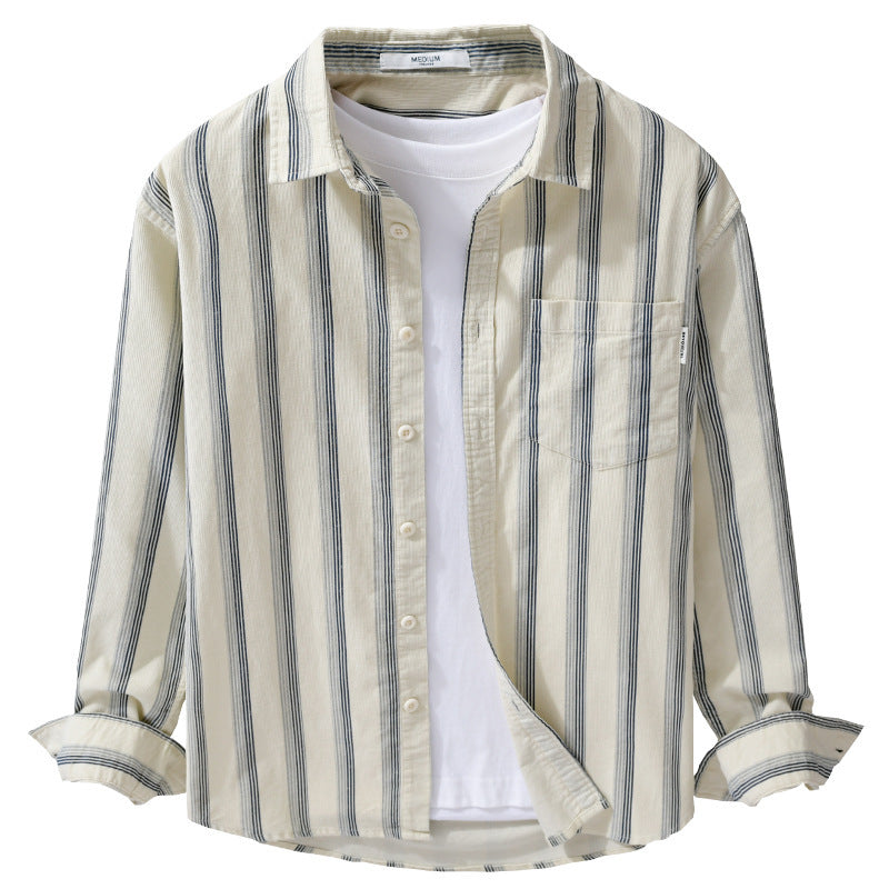 Men's casual shirt in overshirt style made of lightweight cotton blend with vertical stripes Chichicherry
