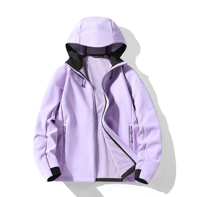 Women's softshell jacket with hood and fleece lining, windproof water-repellent Chichicherry