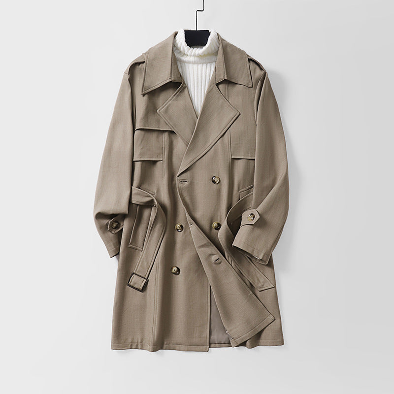 Women's Modern Short Coat in Trench Style with Double-Breasted Button Placket and Epaulettes Chichicherry