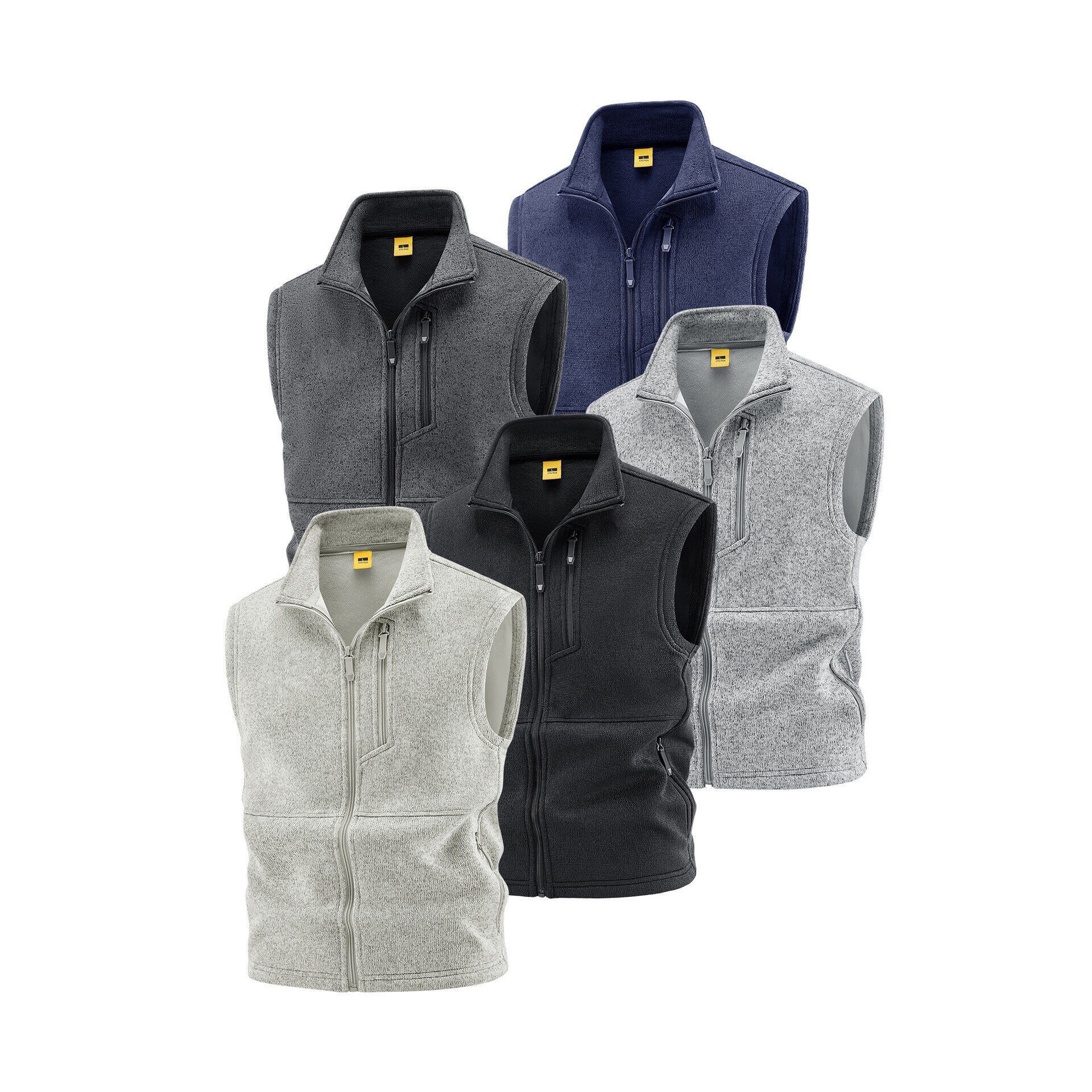 Men's fleece vest with high stand collar, chest zipper and side pockets Chichicherry