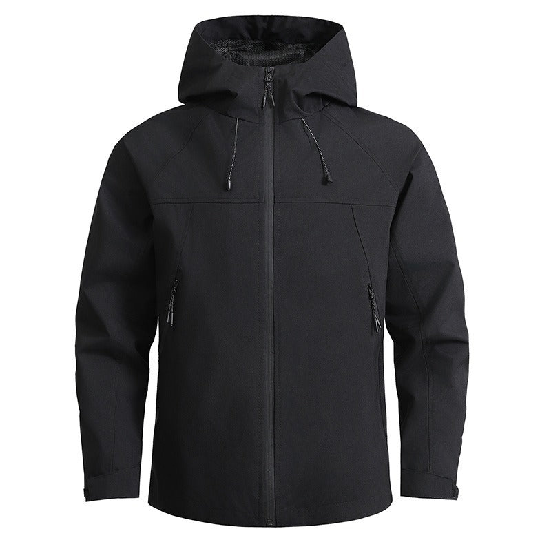 Men's Breathable Softshell Jacket with Two-Way Zipper, Adjustable Hood and Water-Repellent Surface Chichicherry