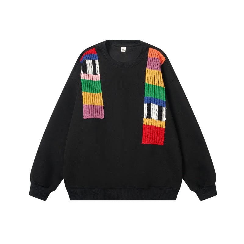 Unisex Oversized Sweatshirt with knitted applications and round neck Chichicherry