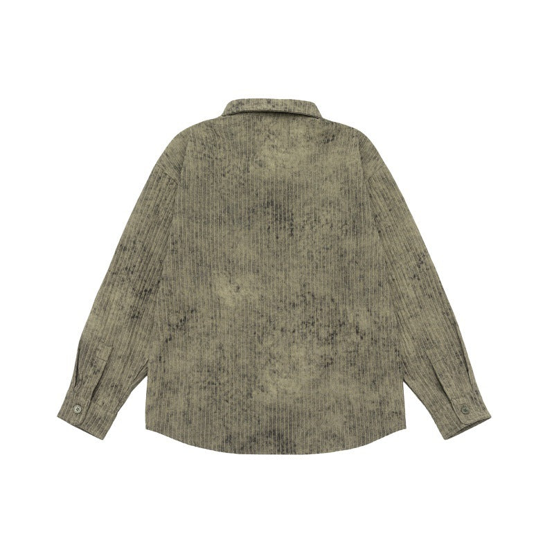 Unisex Lightweight Oversized Shirt Jacket with Washed Texture and Chest Pocket Chichicherry