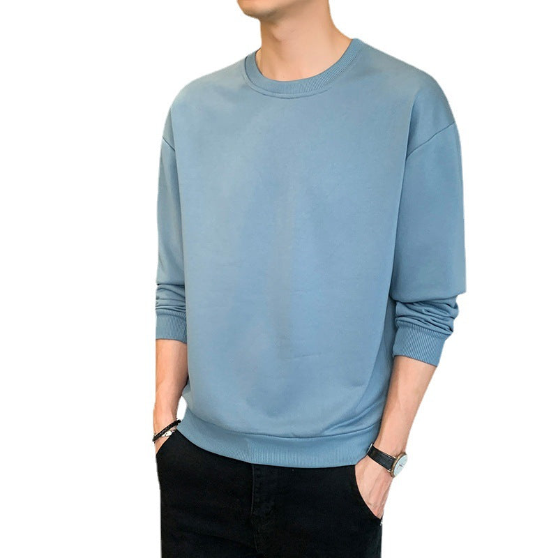 Men's Minimalist Round Neck Sweatshirt made of Cotton Blend with Ribbed Cuffs Chichicherry