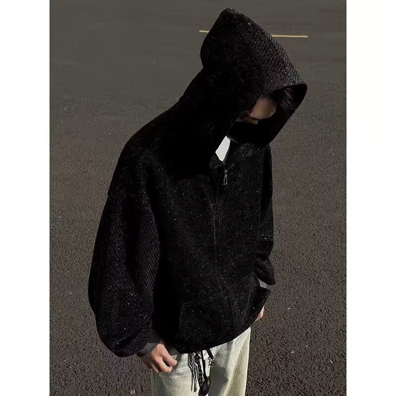 Unisex Oversized Strick-Kapuzenjacke mit Allover-Strukturmuster und Eingrifftaschen Chichicherry