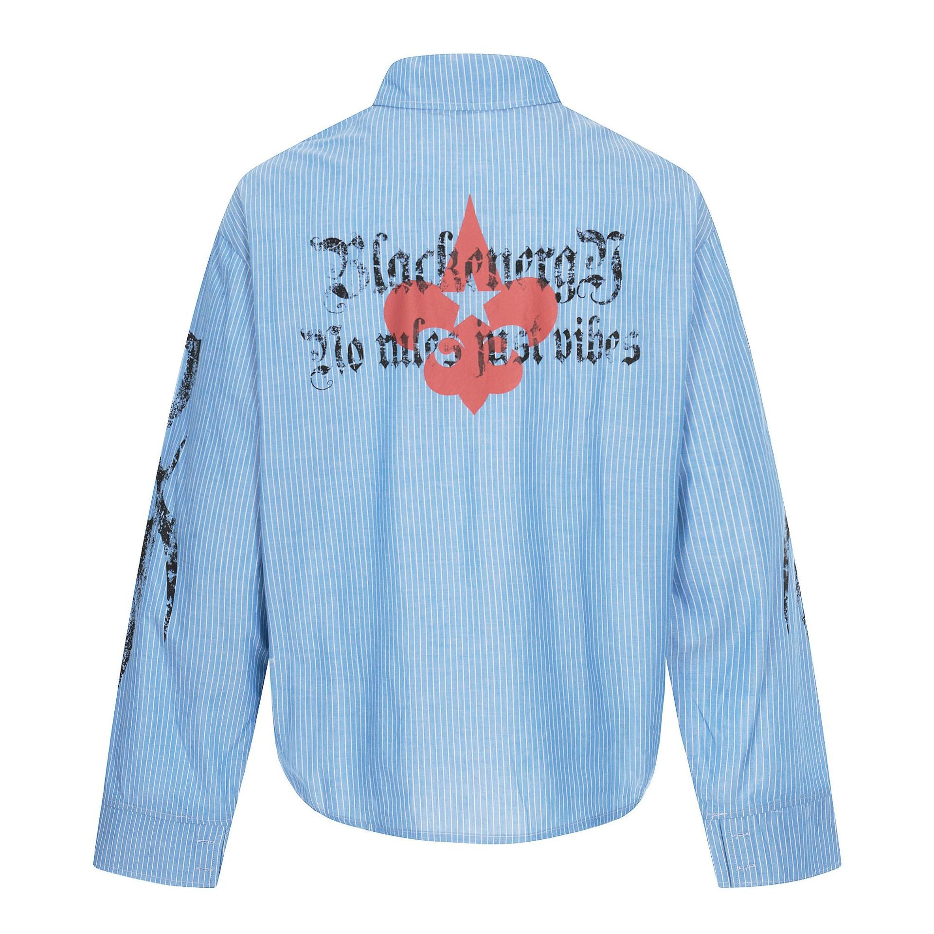 Unisex Oversize Shirt Jacket with Patch Chest Pockets and Decorative Print Details Chichicherry
