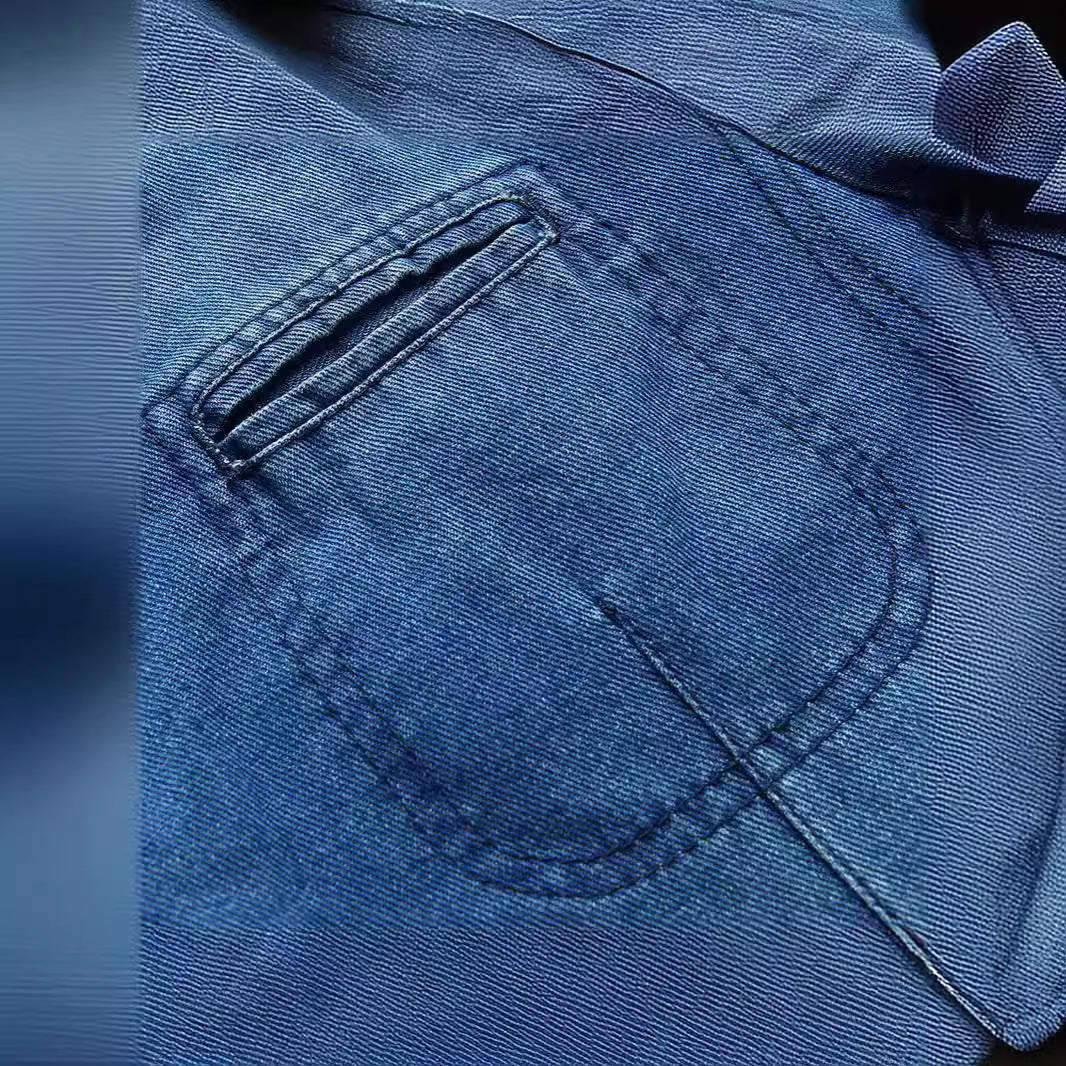 Men's jeans blazer in jacket style with striped inner lining and patch pockets Chichicherry