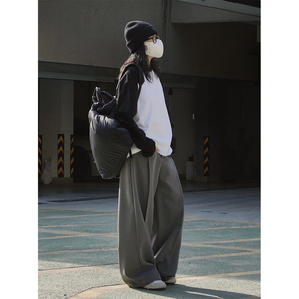 Women's Oversized Raglan Long Sleeve Shirt with Contrast Sleeves Chichicherry