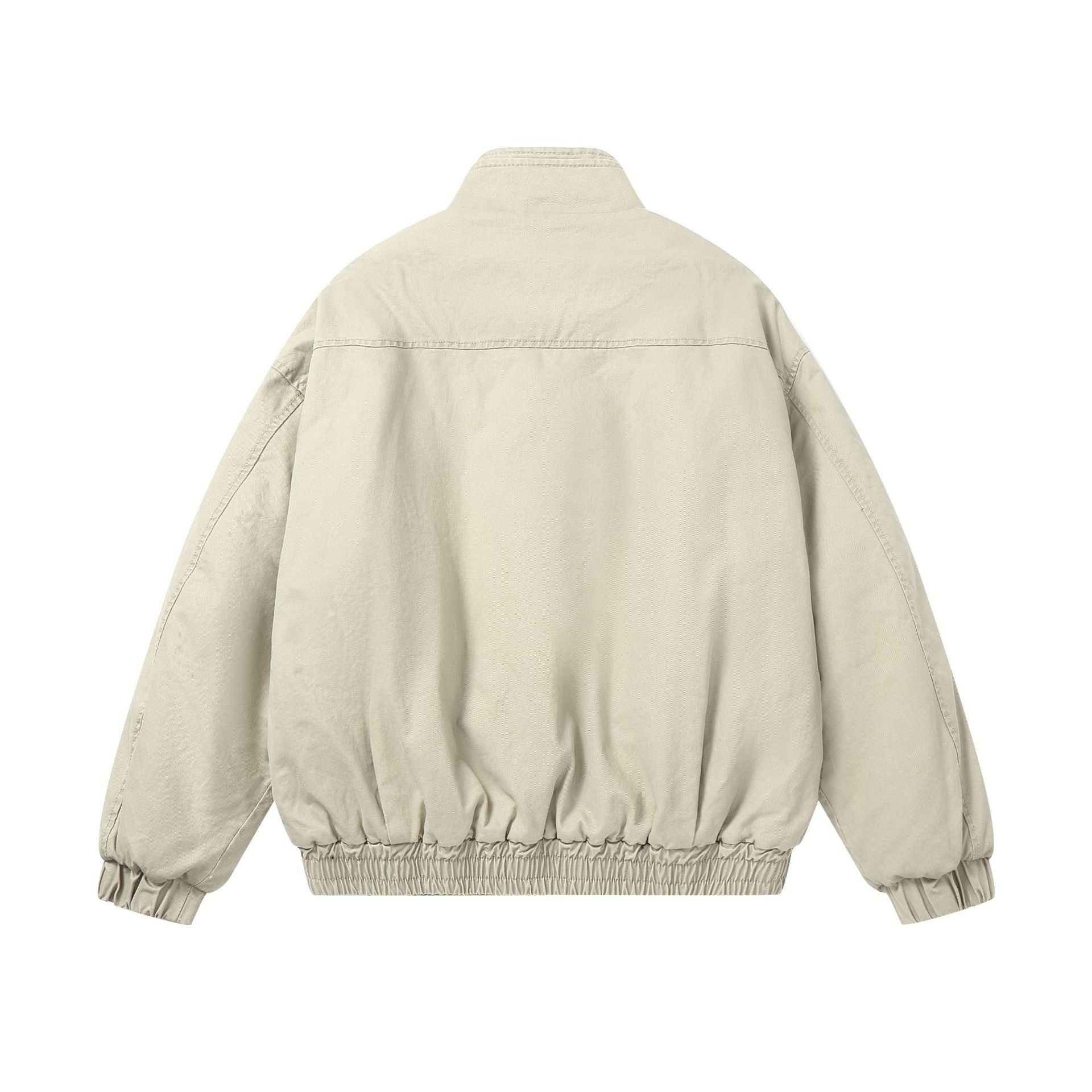Women's boxy quilted bomber jacket with high stand-up collar and elastic hem