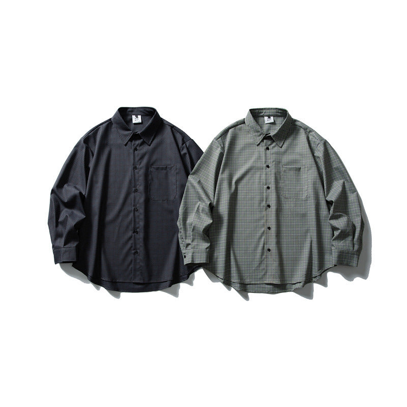 Men's Relaxed-Fit Checked Shirt with Rounded Hem and Chest Pocket Chichicherry