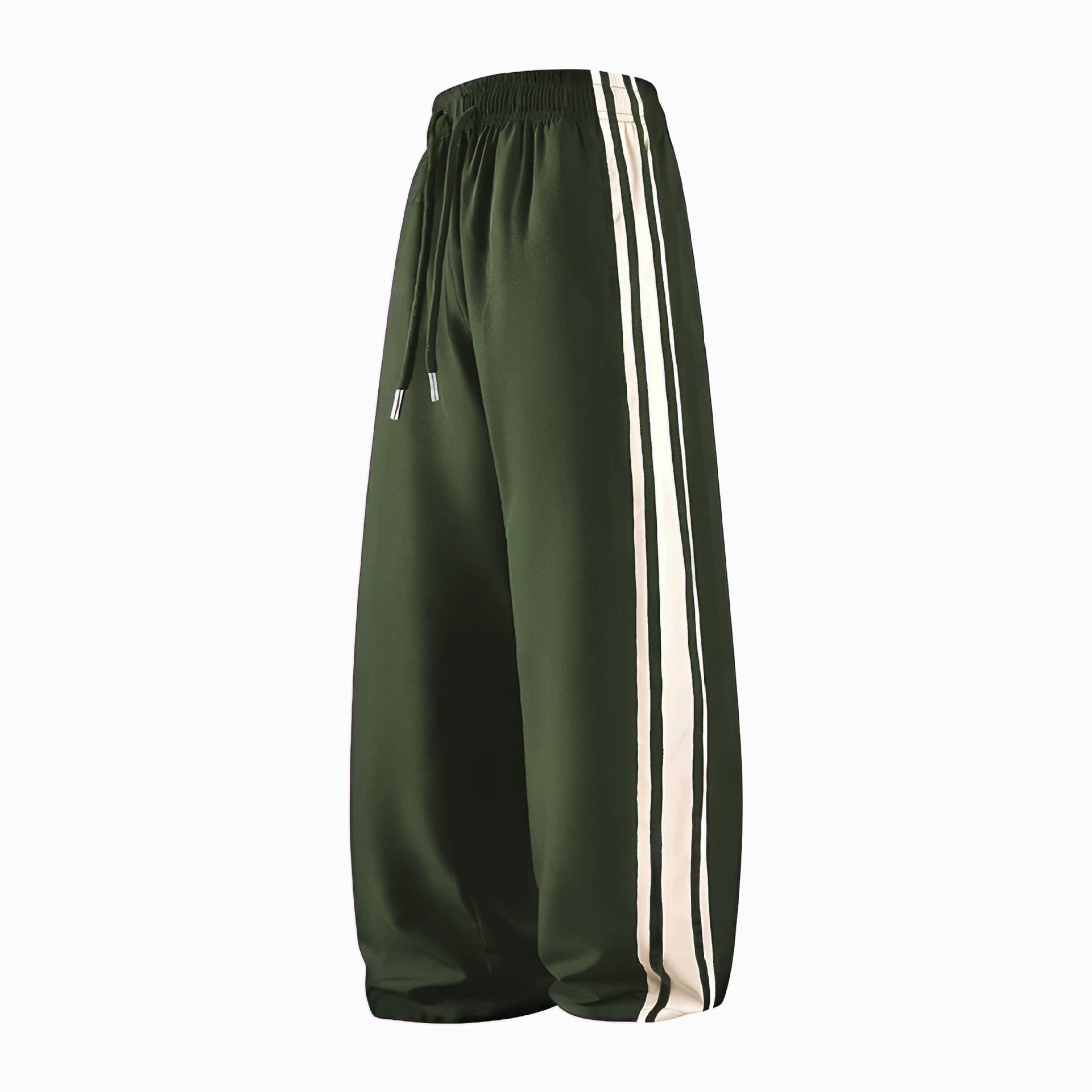 Women Wide Trackpants with Drawstring Waistband and Side Contrast Stripes Chichicherry