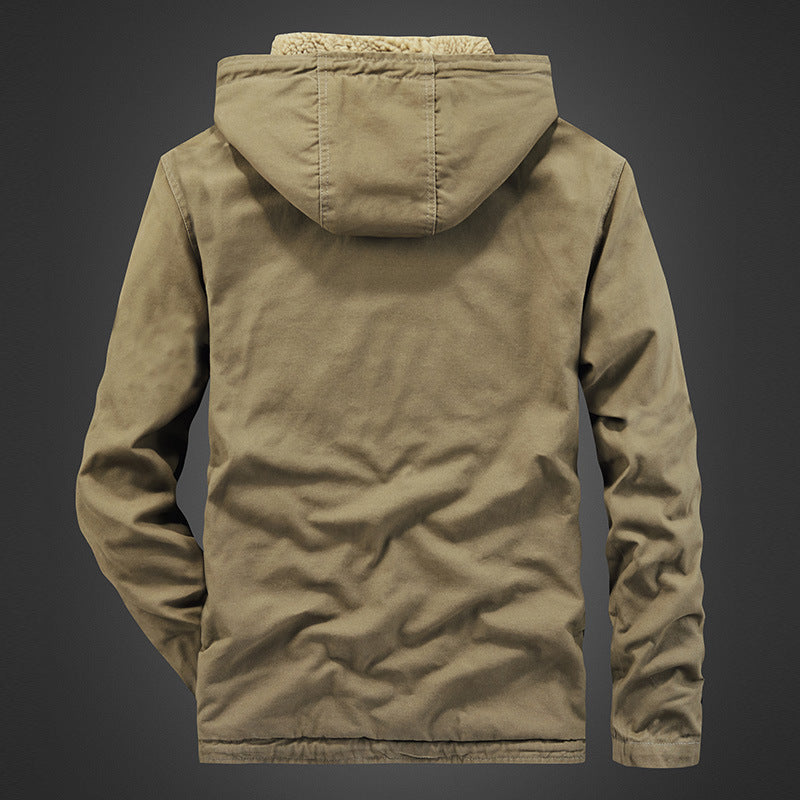 Men's Hooded Canvas Parka with Sherpa Lining and Thermal Insulation Chichicherry