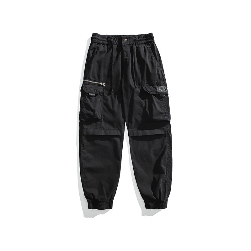 Men's cargo jogger pants with elastic waistband and multifunctional flap pockets Chichicherry