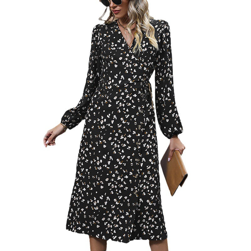 Women’s wrap midi dress with waist detail and V-neck Chichicherry