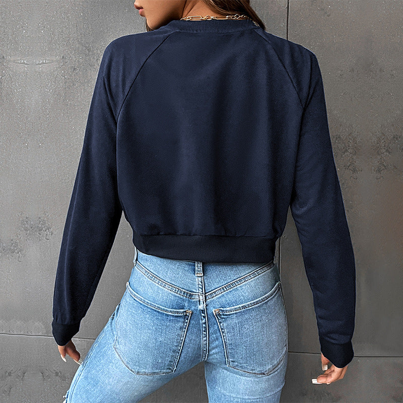 Women's Cropped Sweatshirt made of cotton blend with raglan sleeves Chichicherry