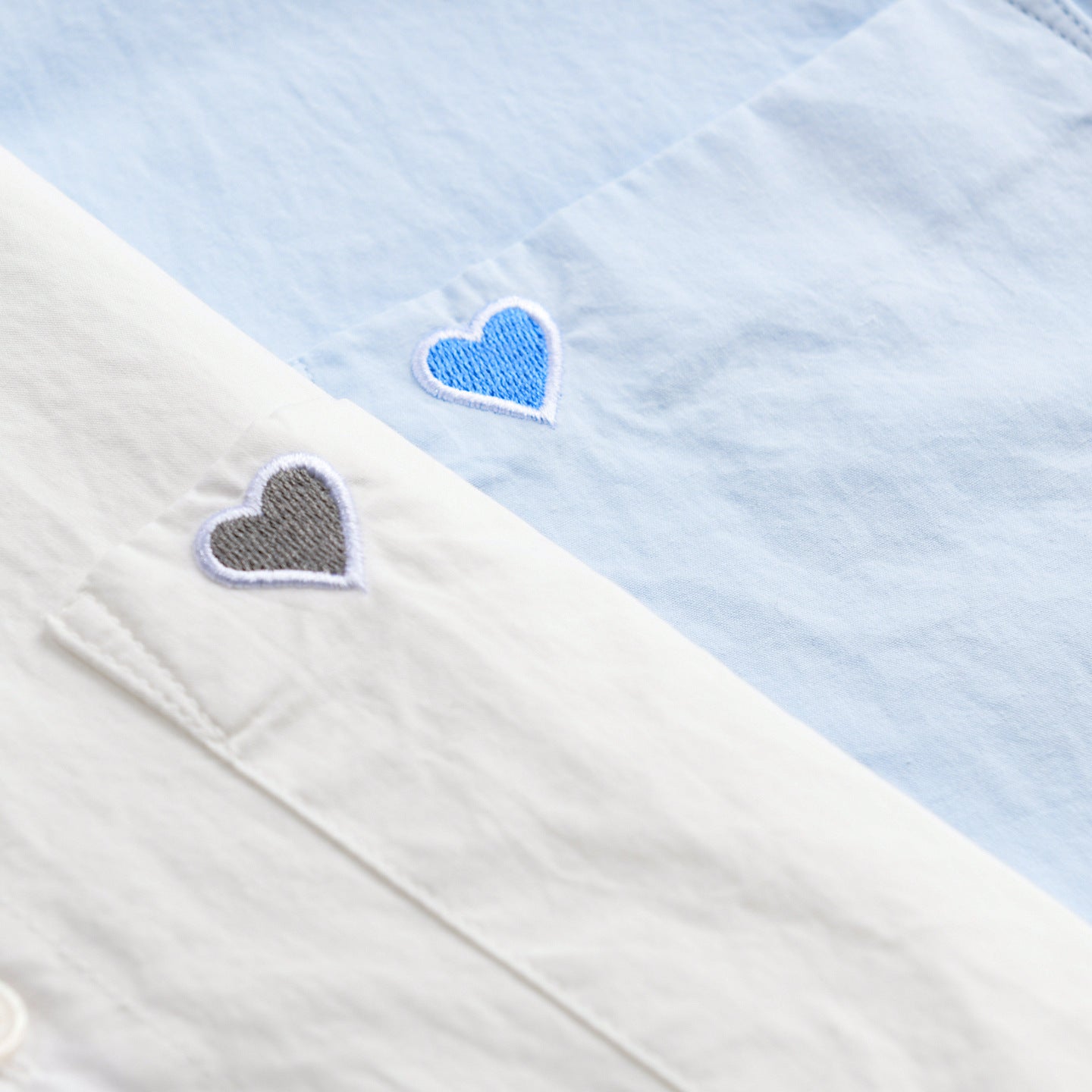 Men's Lightweight Cotton Overshirt with Chest Pocket and Subtle Heart Embroidery Chichicherry