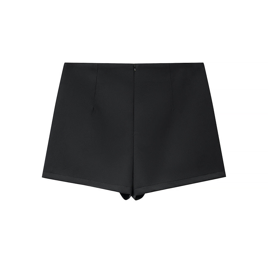 Women's Tailored Blazer Jacket with Stand-Up Collar and Matching Shorts Skirt Set Chichicherry