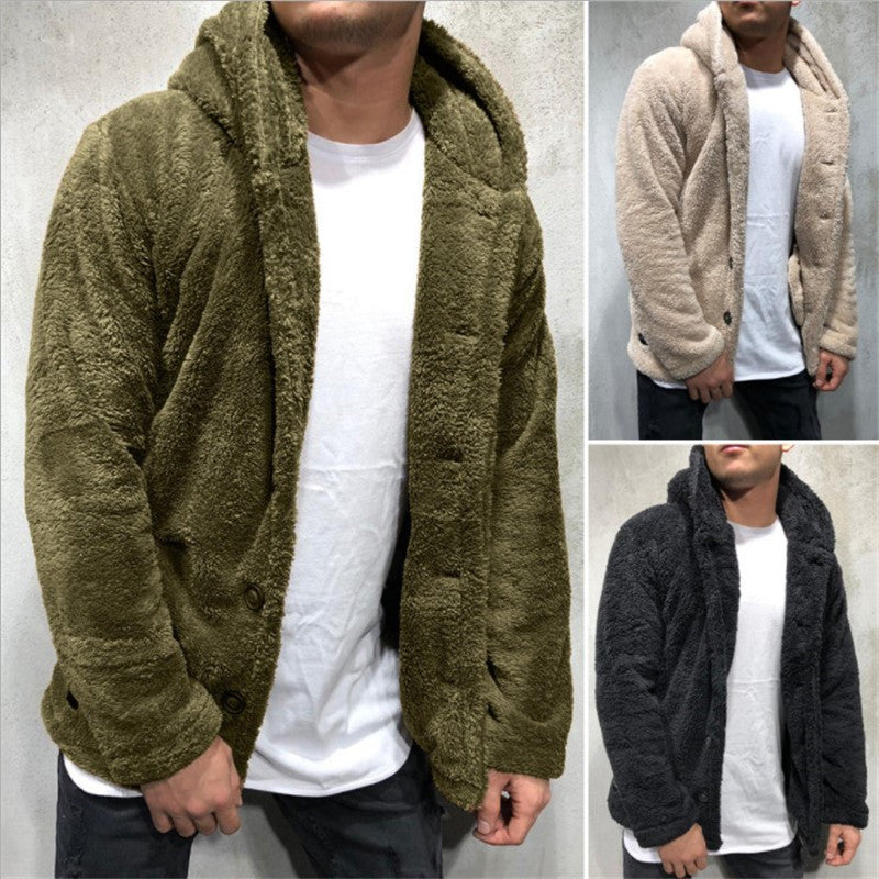 Men's oversized sherpa-style teddy jacket with button placket Chichicherry