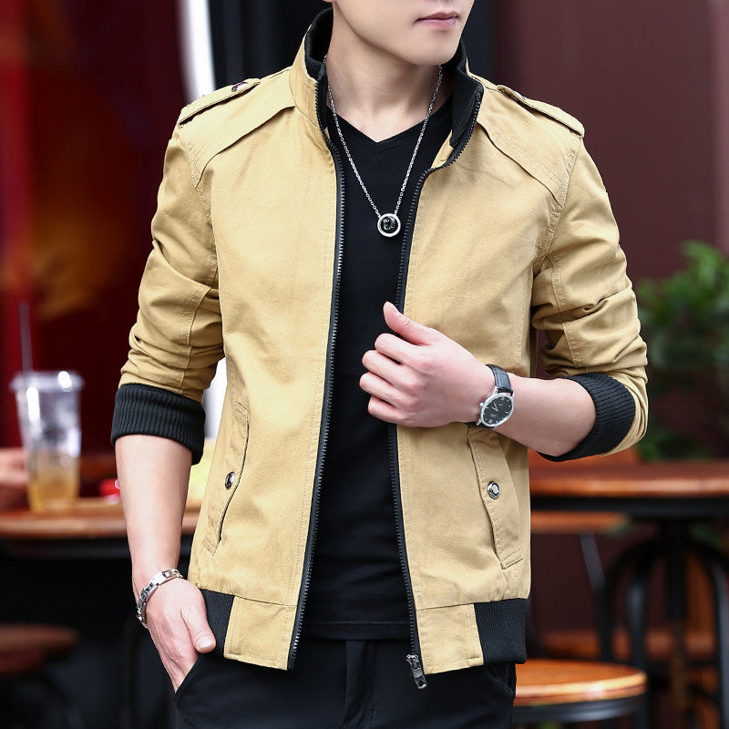 Men's lightweight canvas bomber with teddy fleece lining, epaulettes, and ribbed cuffs Chichicherry