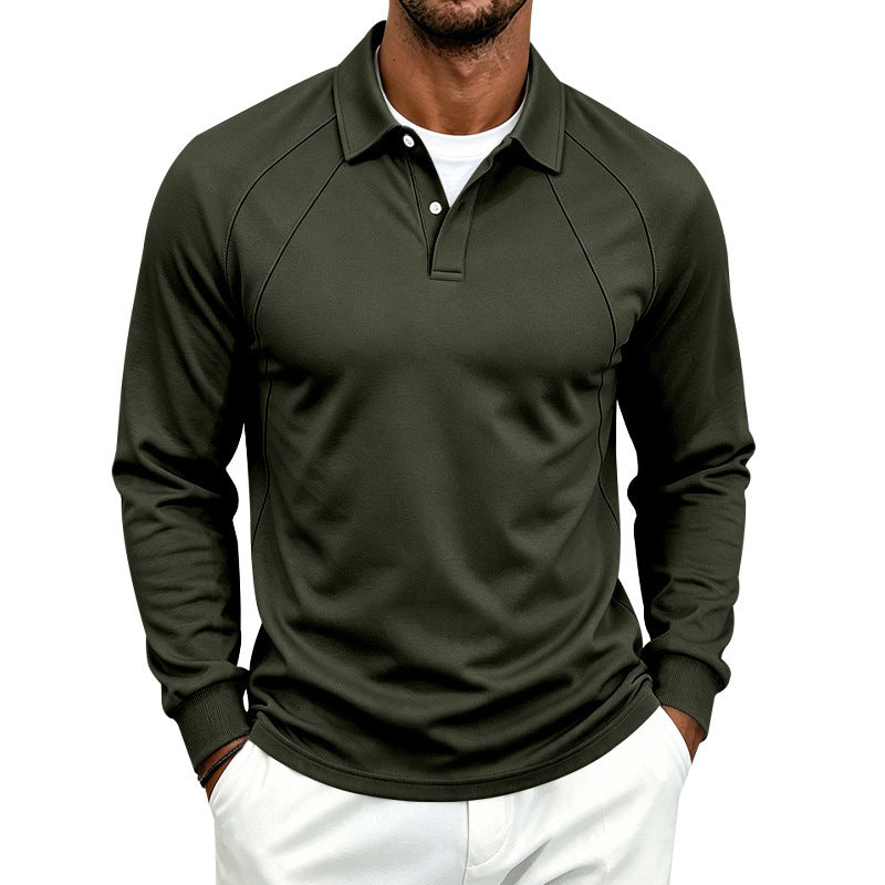 Men's polo sweatshirt with raglan sleeves, half-button placket, and ribbed cuffs Chichicherry