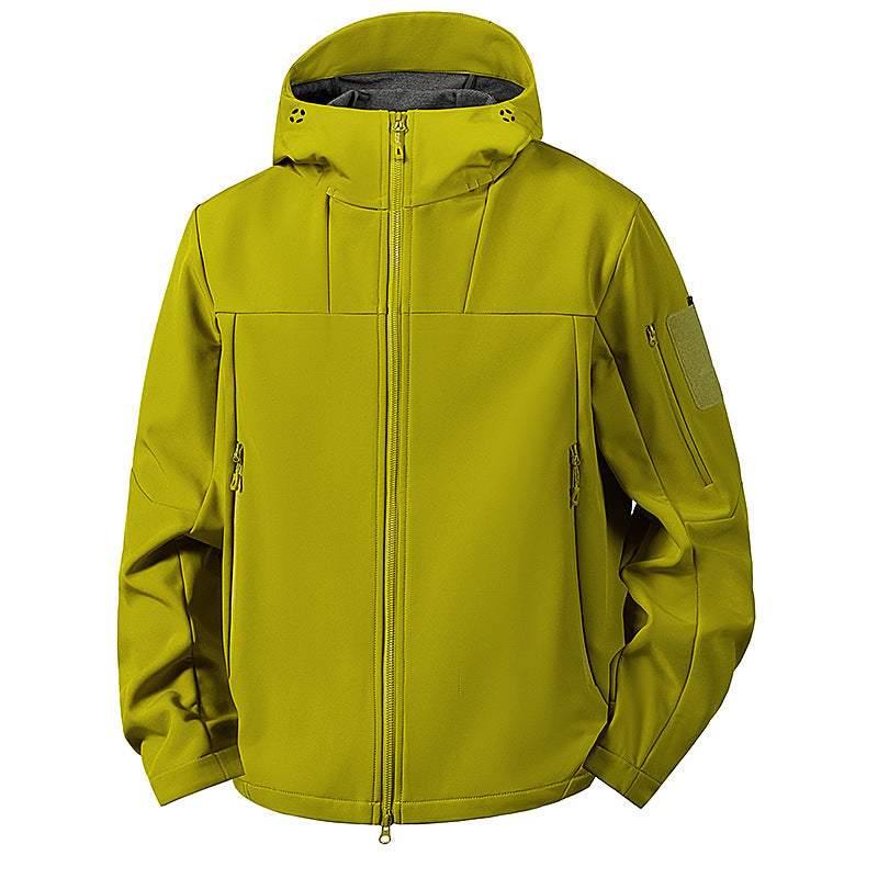 Men's wind and water-repellent softshell jacket with hood and tactical pockets Chichicherry