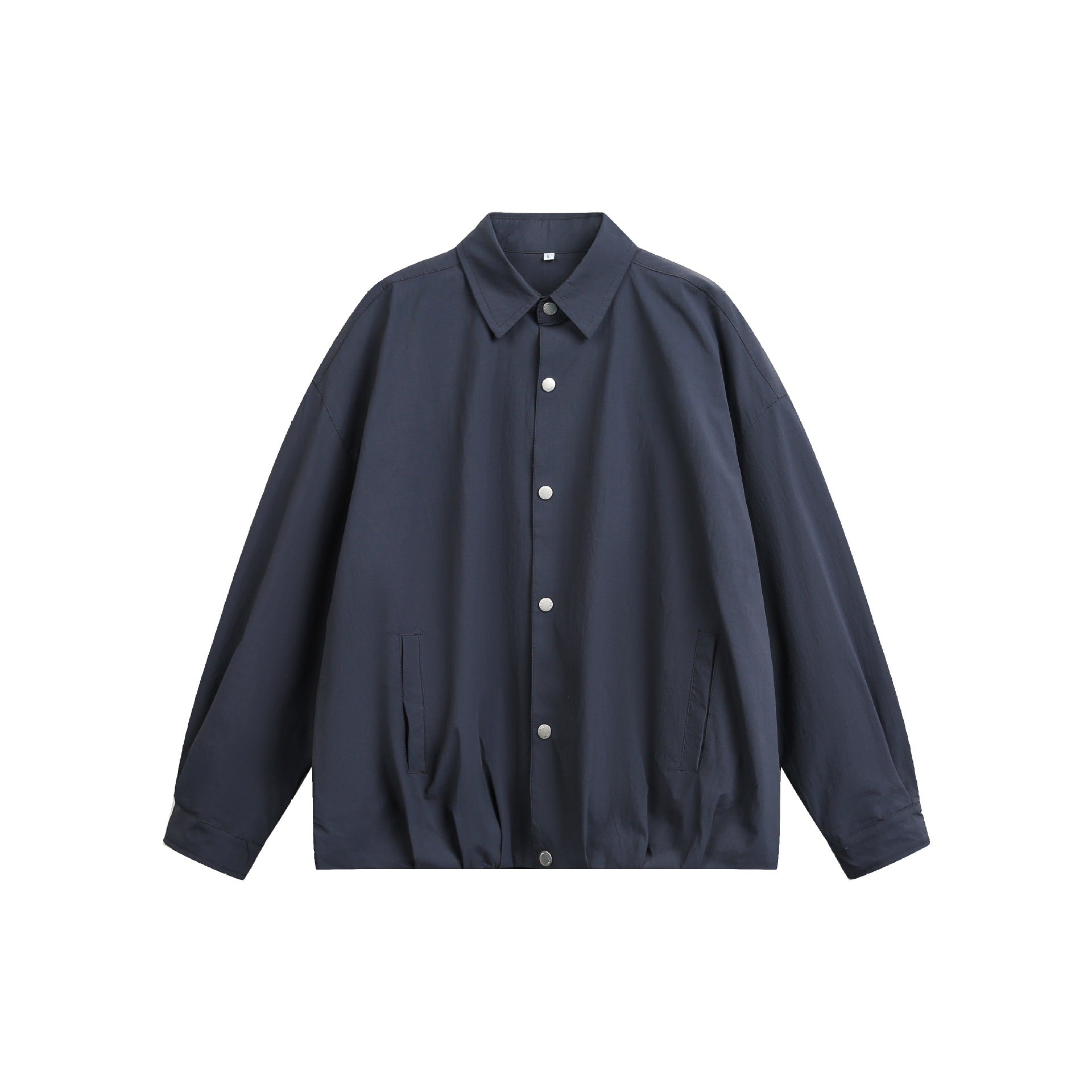 Men's Oversize Coach Jacket with Snap Button Closure and Straight Hem Chichicherry