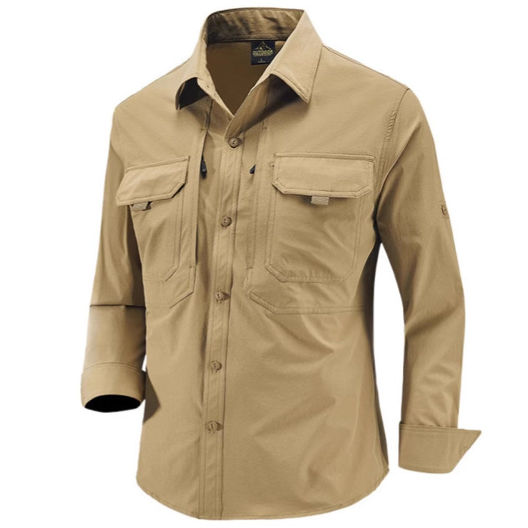 Men's Technical Field Shirt with Ripstop Structure, Chest Pockets and Roll-Up Sleeves Chichicherry