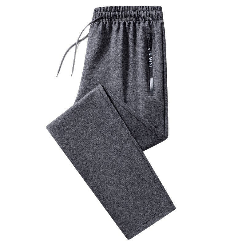 Men's Sporty Training Pants with Elastic Drawstring Waistband, Zipper Pocket, and Smooth Performance Material Chichicherry