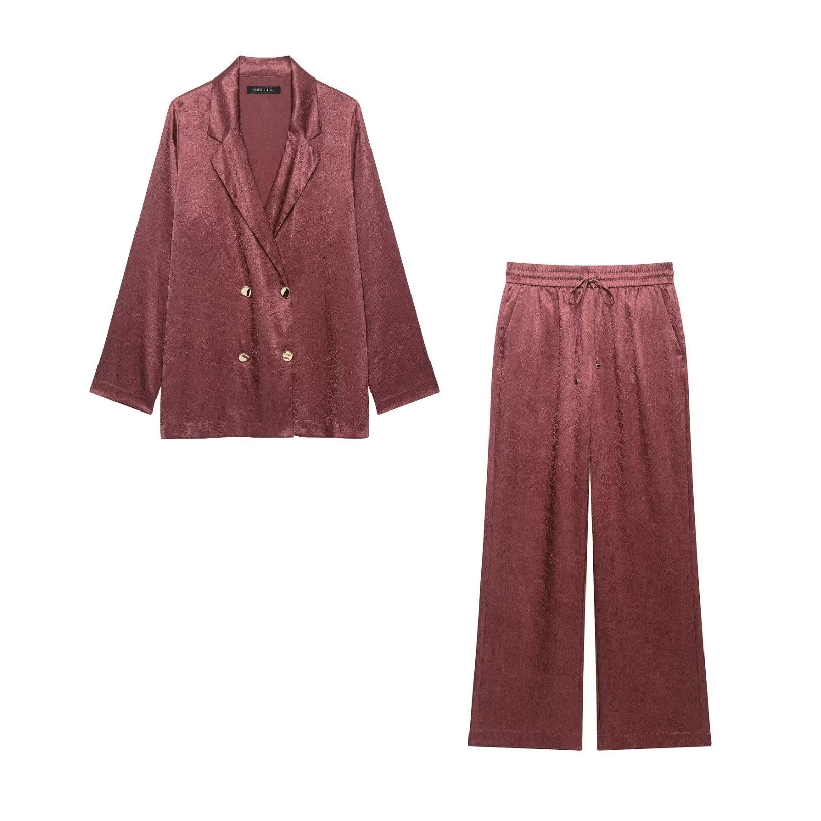 Women's wide velvet lounge pants with elastic waistband, drawstring, and side pockets Chichicherry