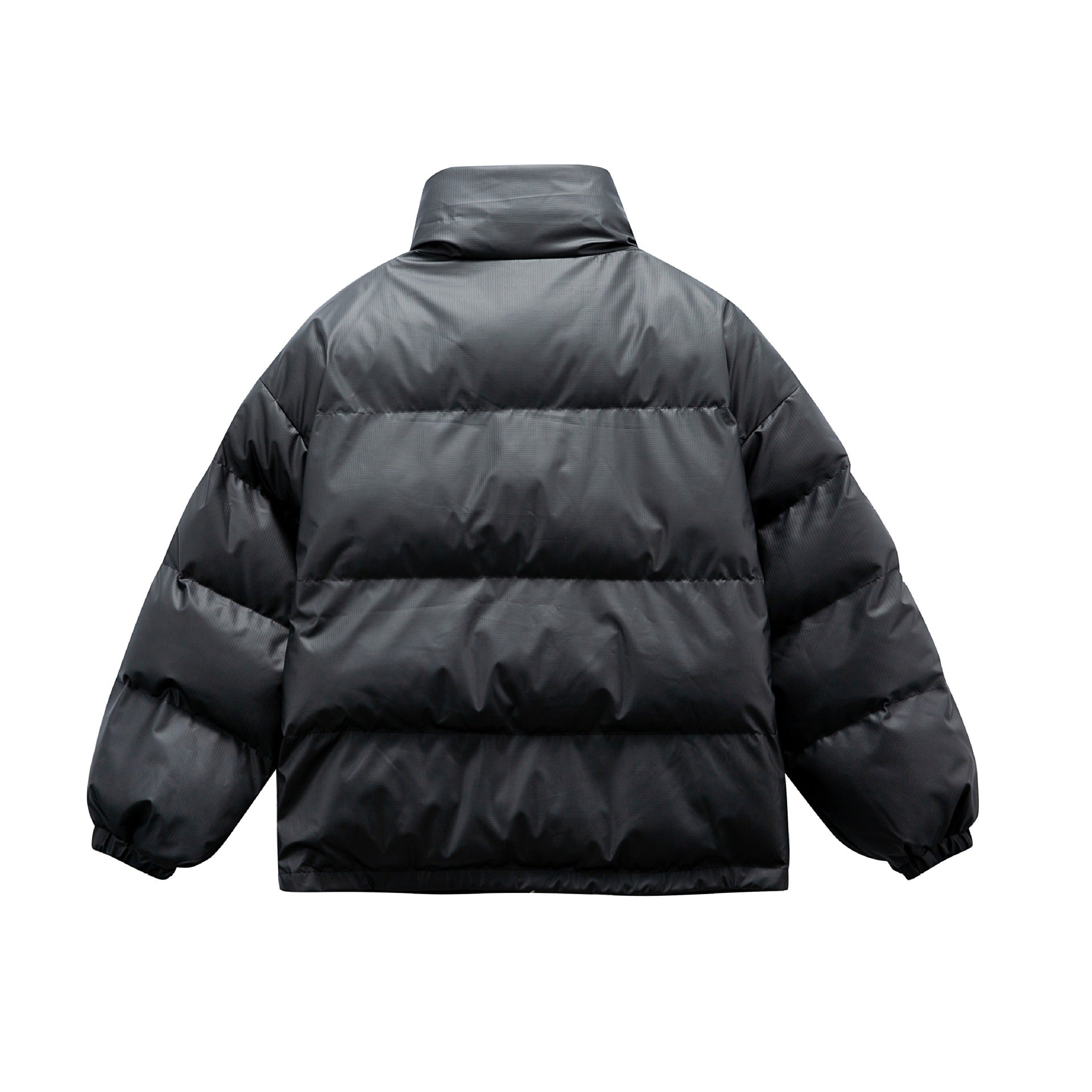 Unisex Boxy padded oversized puffer jacket with stand-up collar and statement patch details Chichicherry