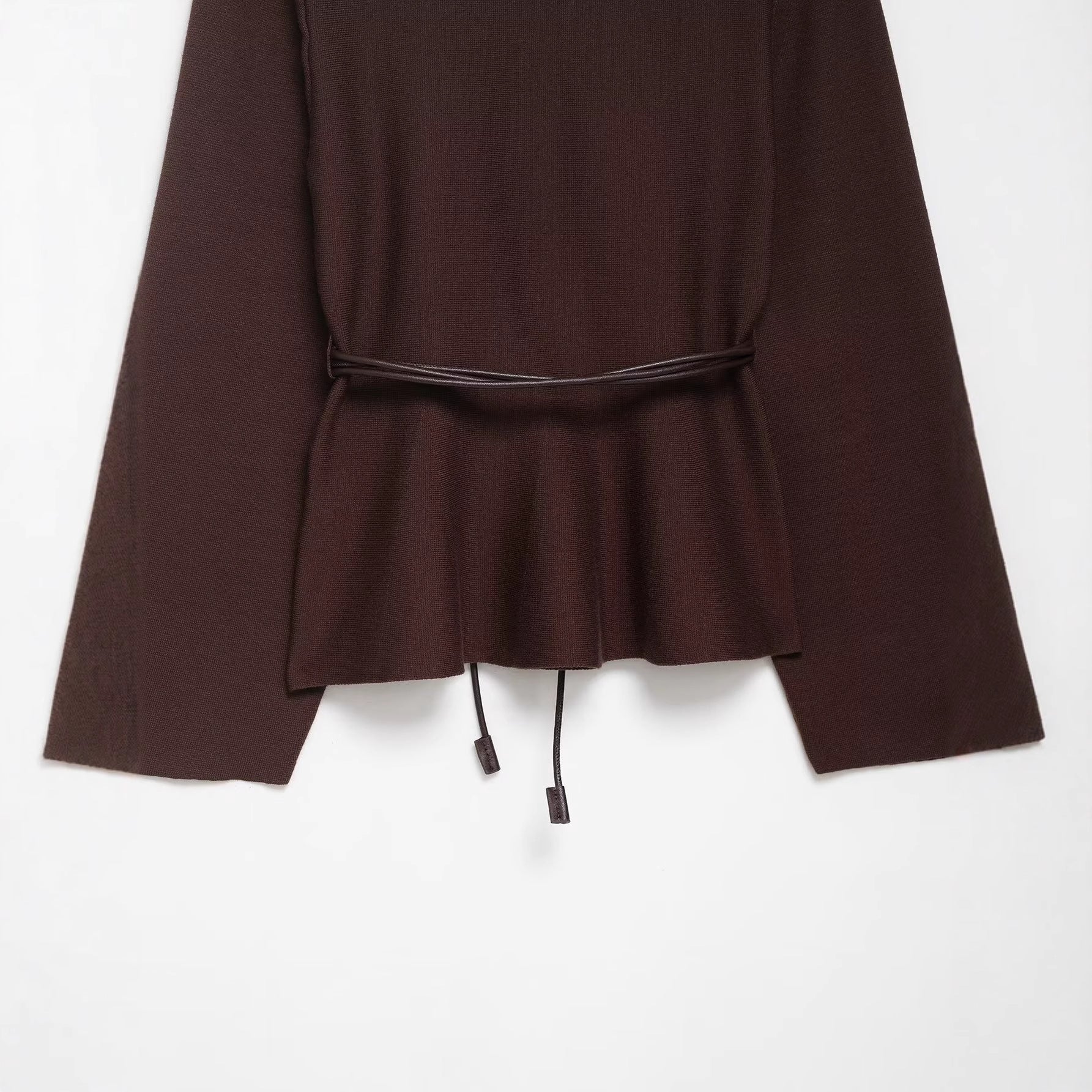 Women's Crossed Knit Cardigan with Waistband and Kimono Sleeves Chichicherry