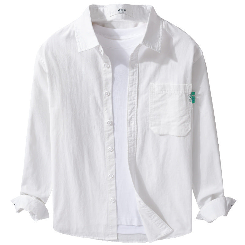 Men's Lightweight Cotton Layering Overshirt with Chest Pocket and Kent Collar Chichicherry