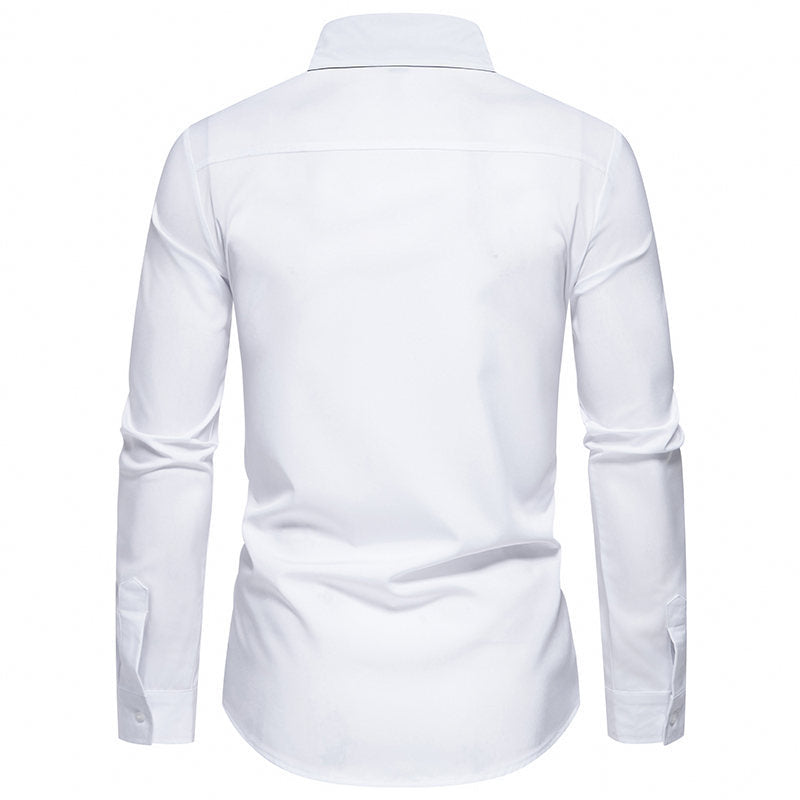 Men's Tailored Business Shirt with Contrast Piping and Kent Collar Chichicherry
