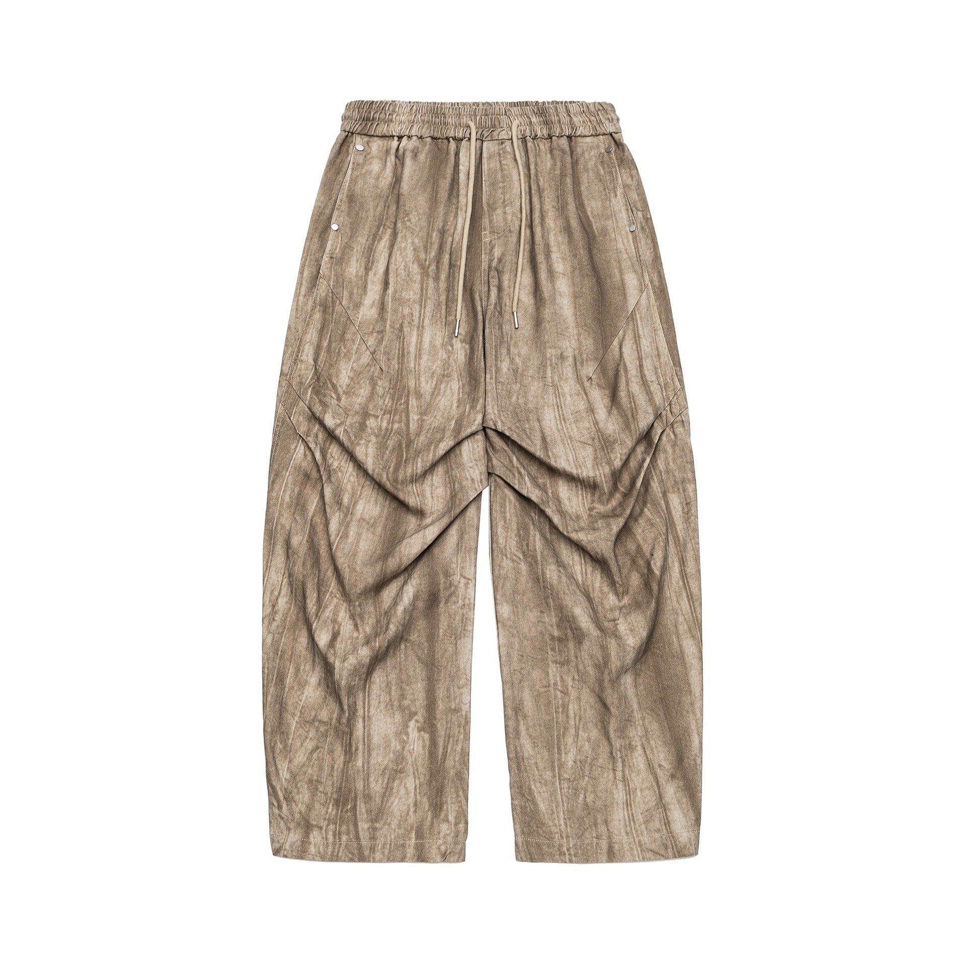 Men's Asymmetrical Harem Pants with Pleated Layers and Drawstring Chichicherry