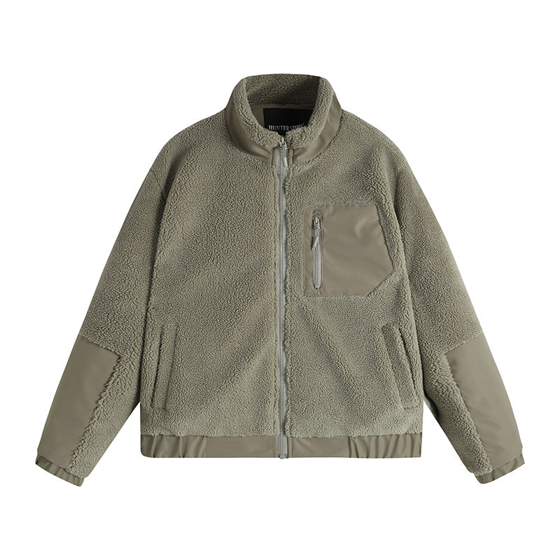 Men's Thermo-Sherpa-Fleece Jacket with Zipper, Chest Pocket and Reinforced Elbows Chichicherry