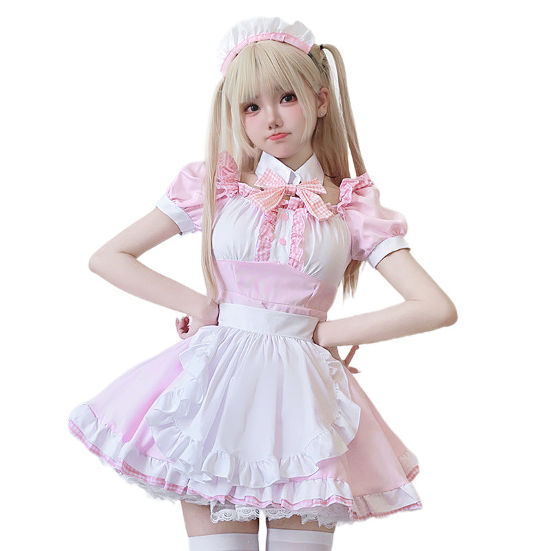 Women’s Maid Dress with Ruffle Details and Bow Chichicherry