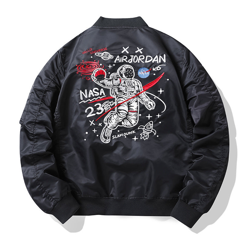 Men's pilot bomber jacket in aviator style with badge patch and arm pocket Chichicherry