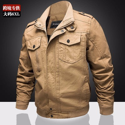 Men's canvas field jacket in military utility style with shoulder epaulets and concealed two-way zipper Chichicherry