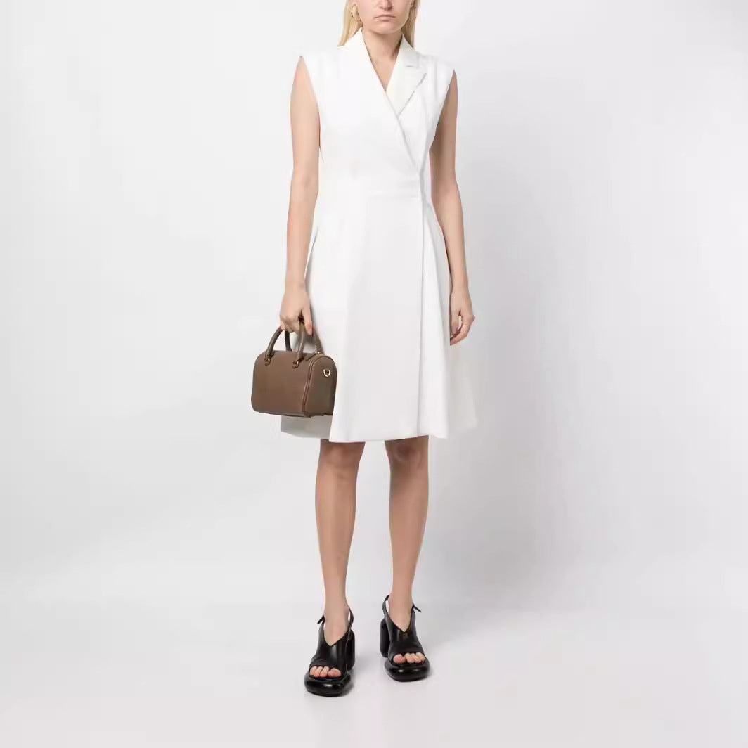 Women's Sleeveless Blazer Dress with Tailored A-Line Cut Chichicherry