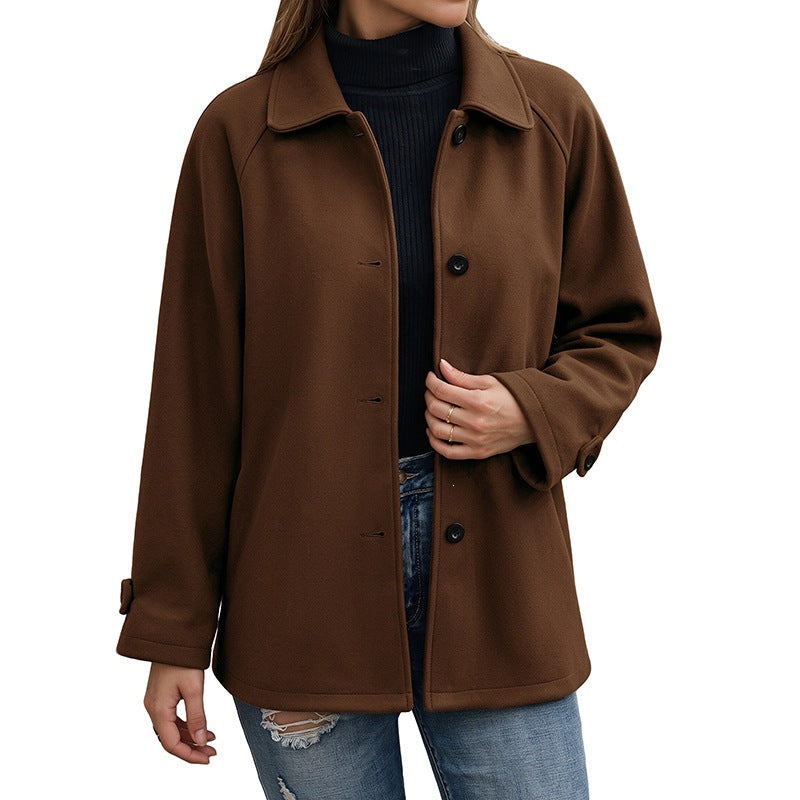 Women's short coat made of wool blend with shirt collar and straight cut Chichicherry