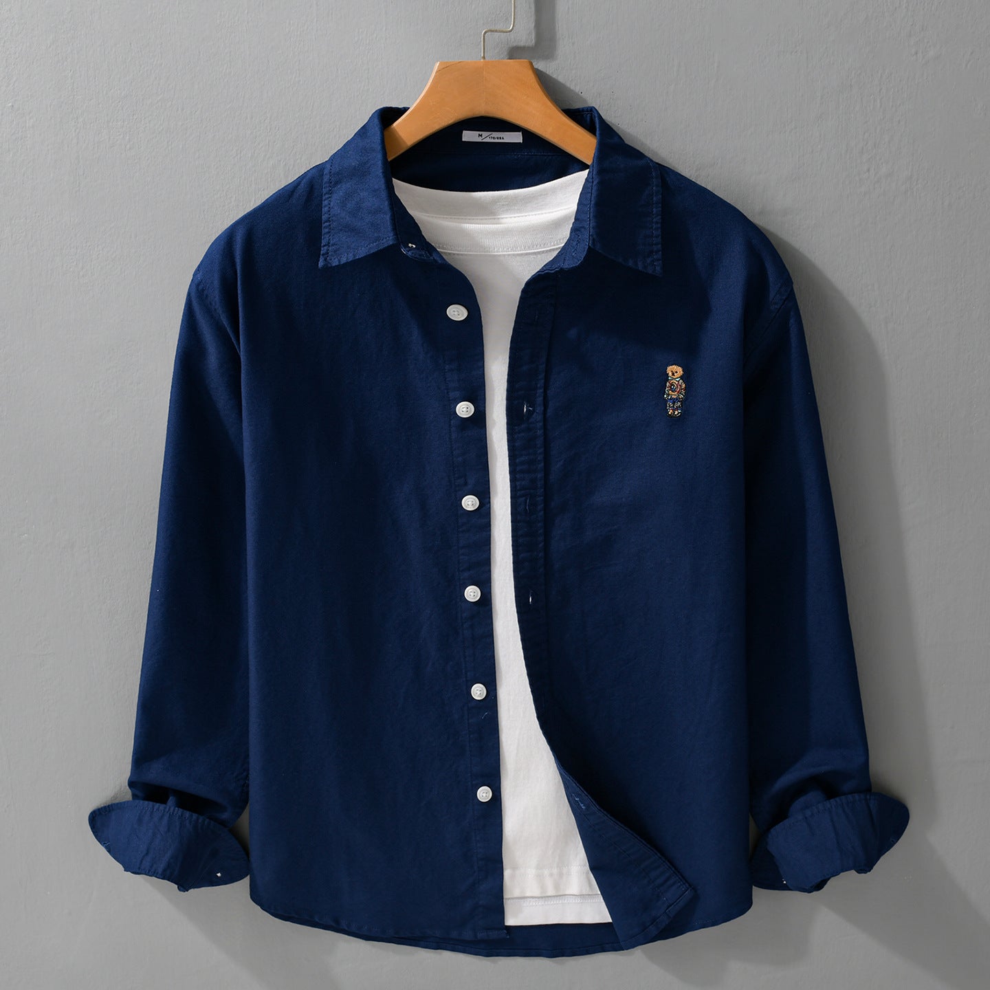 Men's Button-Down Overshirt in Casual-Relaxed Style with tonal embroidery Chichicherry