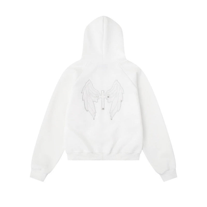Women's hooded sweat jacket with lacing, metal eyelets, and long zipper Chichicherry
