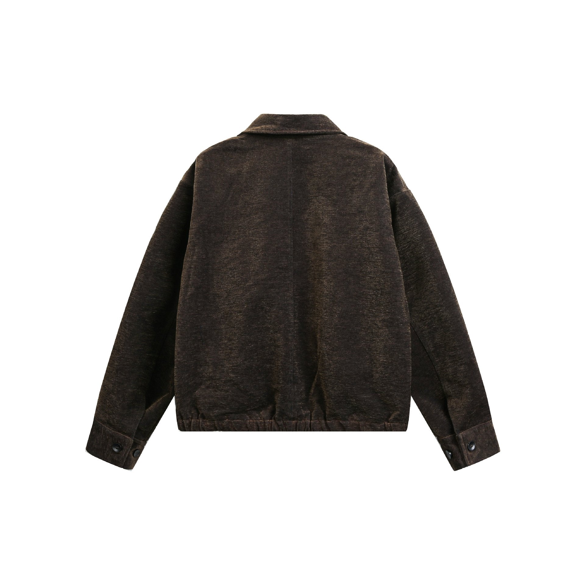 Unisex Boxy Bomber Jacket with Shirt Collar, Front Zipper and Flap Pockets Chichicherry