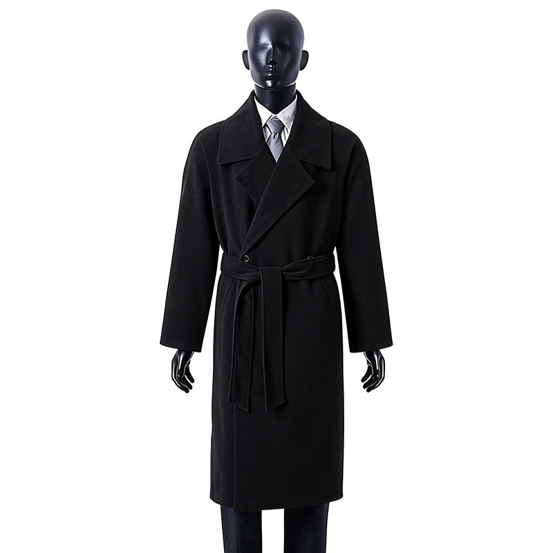 Women's Oversized Wool Blend Coat with Wide Lapel and Hidden Double Button Placket Chichicherry
