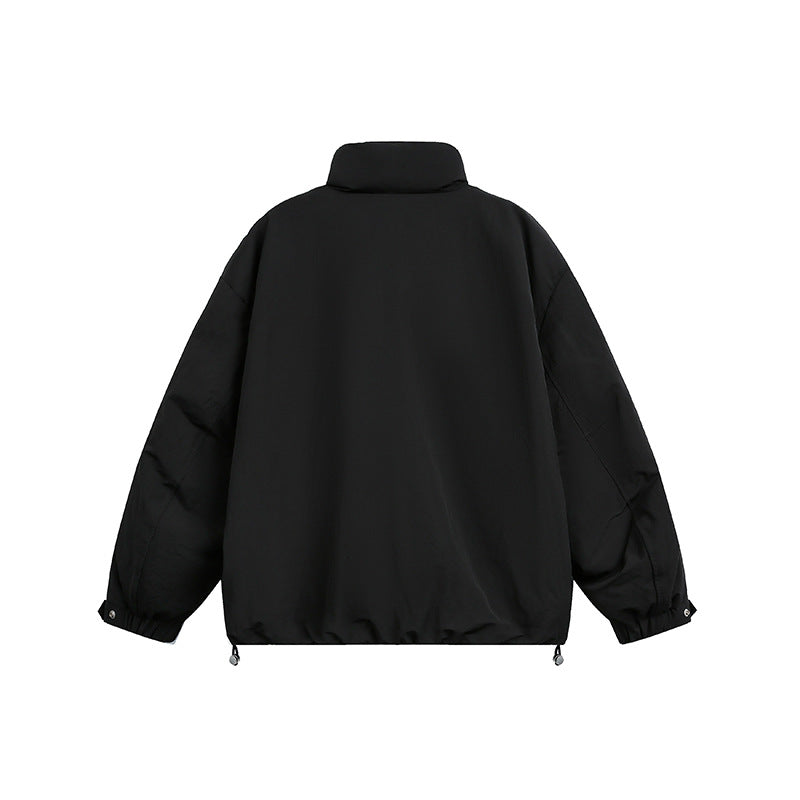 Men's Oversized Quilted Blouson Jacket with Stand-up Collar and Drawstring Chichicherry